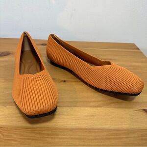 Newbella Rust Orange Knit Ballet Flats Square Toe Slip On Size 9 NWT